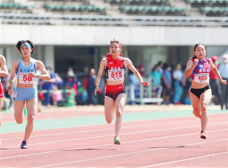 今季高校リストトップの角良子が11秒84で100ｍ制す 日本選手権で決勝に残りたい ｉｈ中国大会 月陸online 月刊陸上競技