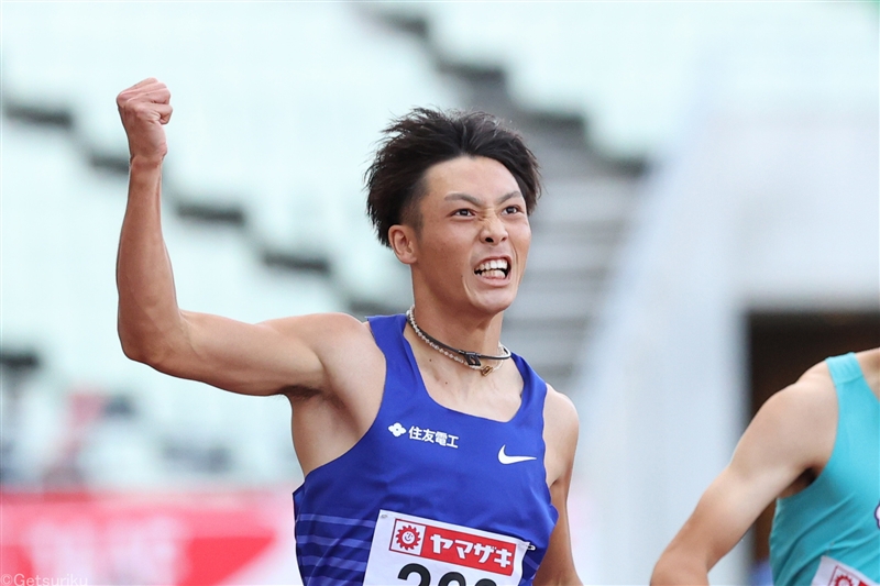 好調・上山紘輝が20秒46で200ｍ制す！「勝ち切れてうれしいです」／日本選手権