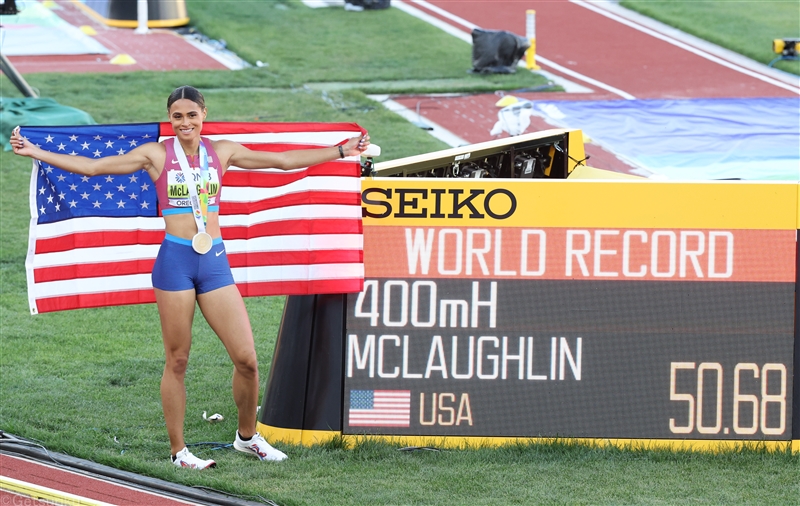 女子400ｍＨマクローリンが驚愕の世界新50秒68！！地元米国のヒロインが五輪に続く金メダル！／世界陸上