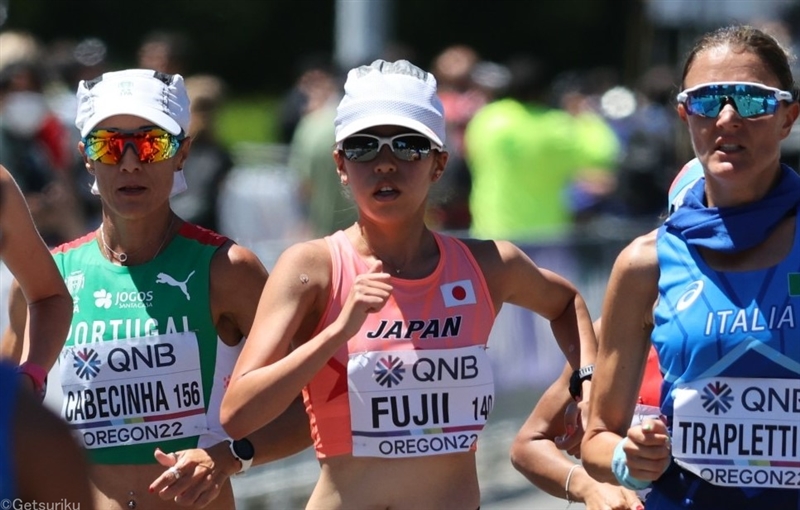 女子20㎞競歩の藤井菜々子 日本人トップの1時間29分01秒で６着フィニッシュ！ ／世界陸上