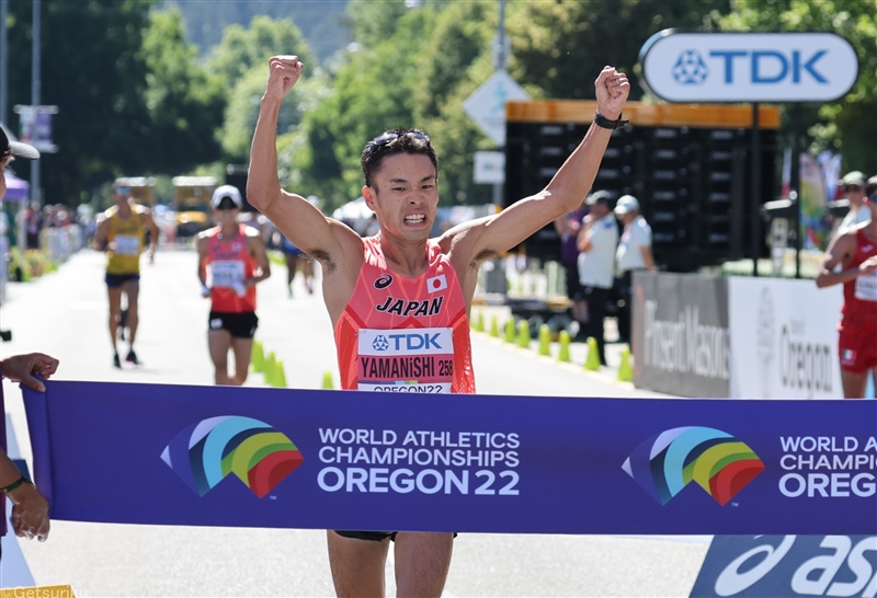 山西利和が主導権を握って男子20km競歩2連覇 狙い通りにレースを進める横綱相撲／世界陸上