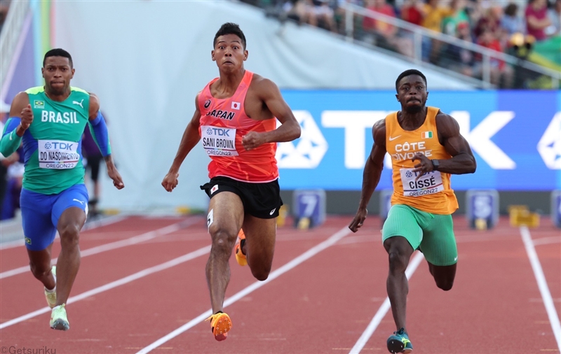 サニブラウン男子100ｍ3度目の挑戦で悲願のファイナル！「他のどの選手もここに合わせてくる」準決勝を力強く突破！／世界陸上