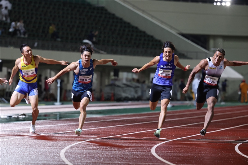 世界陸上代表・坂井隆一郎 10秒21でV！悪条件でも持ち味発揮「スタートをしっかり決められました」／福井ナイトゲームズ