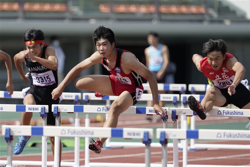 110ｍＨ・岩本咲真が13秒51の中学新で日本一！ 前半から飛び出し、中学記録保持者対決制す／福島全中