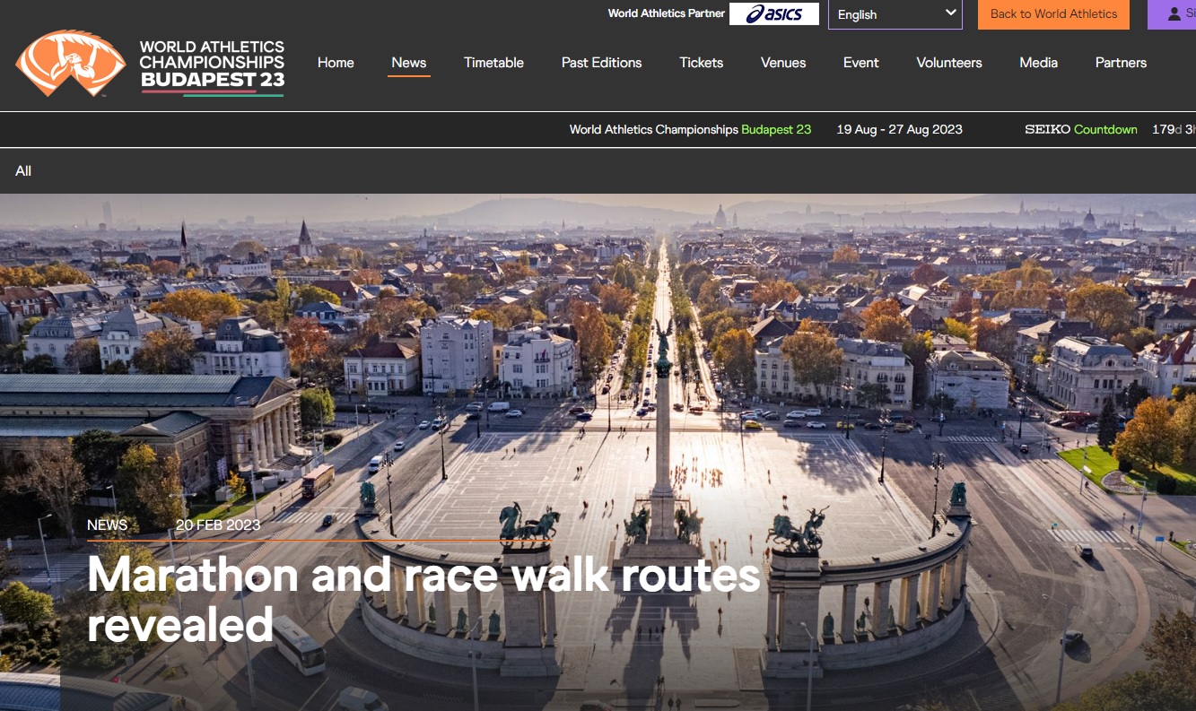 ブダペスト世界陸上のマラソン＆競歩のコース発表！『世界遺産』の街並み中心部を駆け抜ける