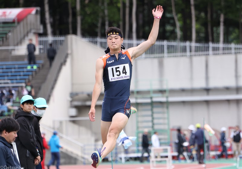 走幅跳7m超4人の激戦！北海道栄・三浦颯太と中田敦、仲良しでライバル2人が同記録ワンツー／IH北海道