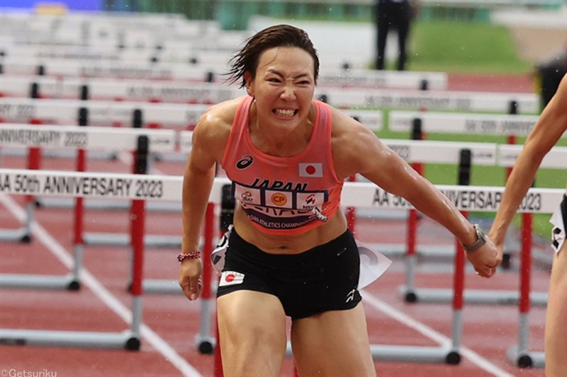 女子100mH寺田明日香は悪条件の中で銀メダル 世界陸上に向け「もうちょっと上げていかないと」／アジア選手権