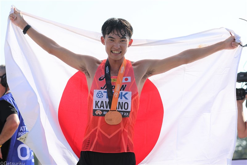 川野将虎「オレゴンに続いてメダルを取れて光栄」35km競歩銅メダルに誇り／世界陸上