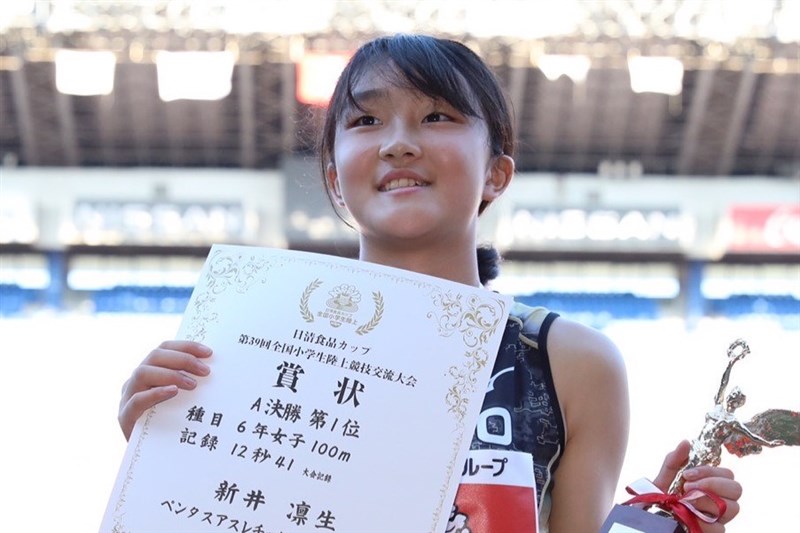 【女子100m】新井凛生（足立十四中1）12秒04＝中1歴代3位
