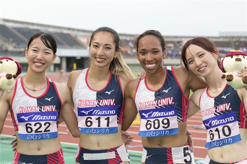 甲南大が女子スプリント席巻！100mメダル独占、4継初優勝／日本IC