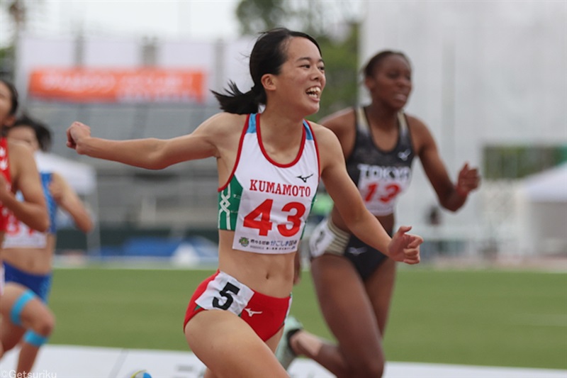 山形愛羽が女子短距離2冠！100mは高校歴代3位の11秒50、300mは高校最高記録で有終の美／鹿児島国体