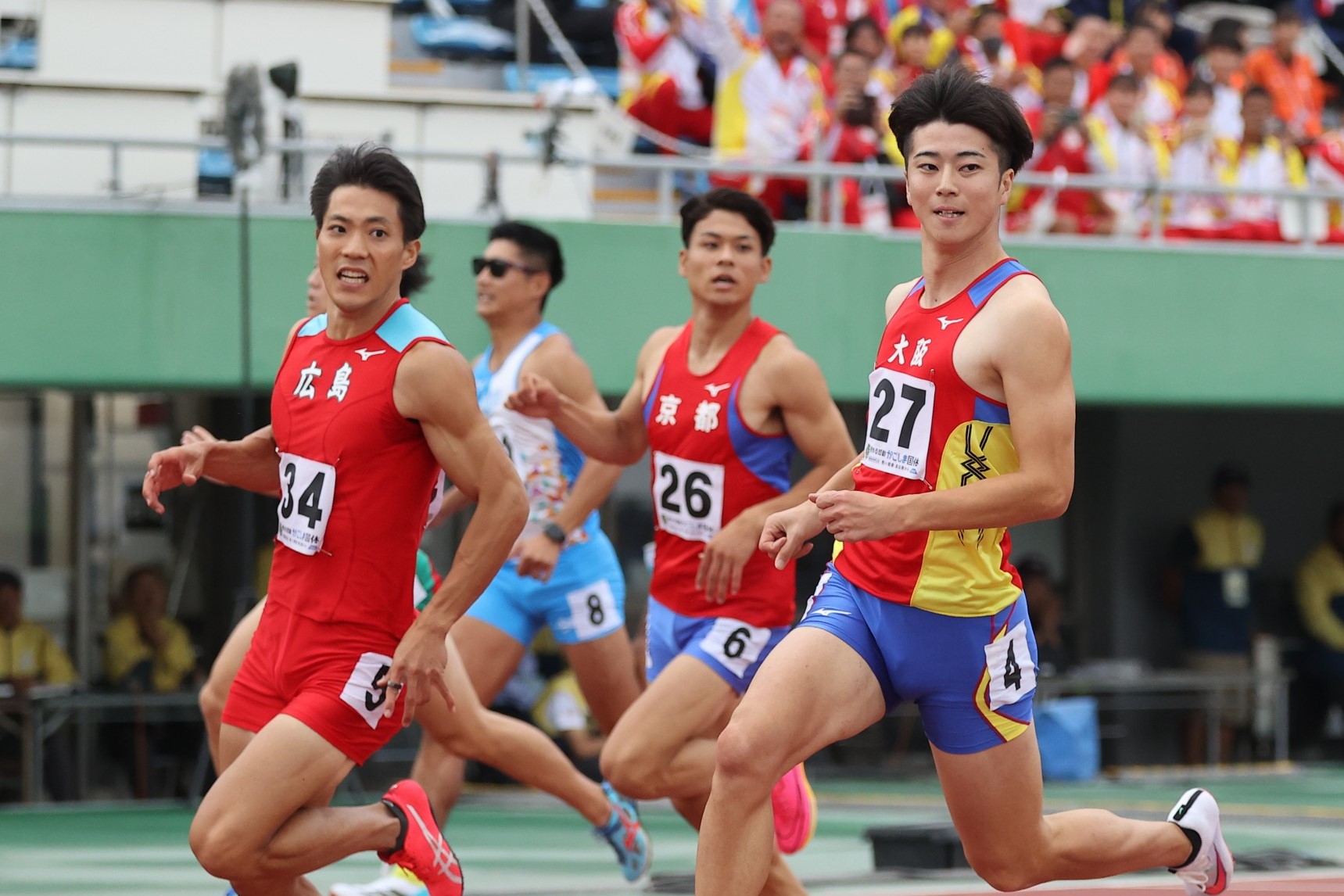 100m多田修平と山縣亮太が好勝負 兒玉芽生が11秒3台連発 円盤投・石丸が高1歴代7位の50m28／鹿児島国体