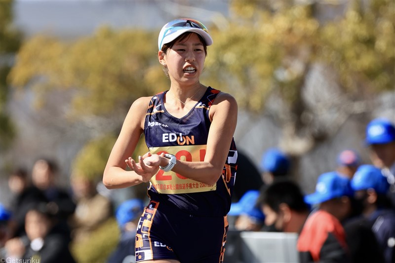 藤井菜々子が日本歴代2位の1時間27分59秒で連覇！パリ五輪代表内定に「ホッとしています」／日本選手権20km競歩