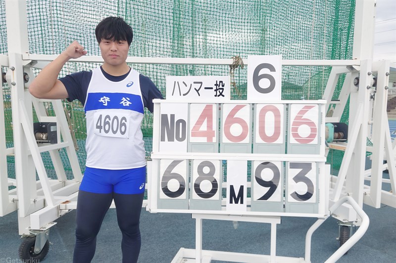 【男子ハンマー投】浅利磨海（守谷高3）68m93＝高校歴代2位、U20歴代9位