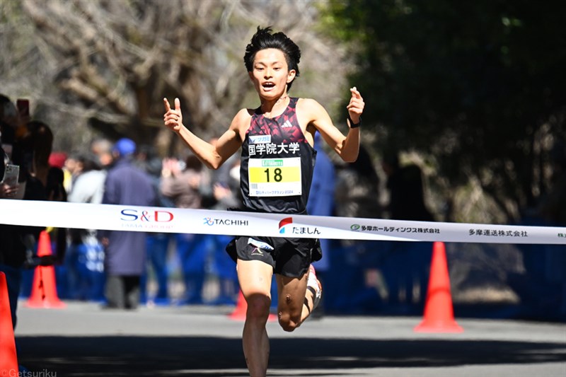 國學院大・青木瑠郁が優勝！14km過ぎから独走／日本学生ハーフ