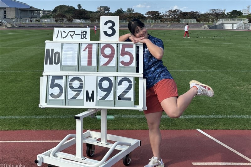 【女子ハンマー投】嶋本美海（添上高3）59m92 U20日本歴代3位、高校歴代2位の自己ベストを36cm更新