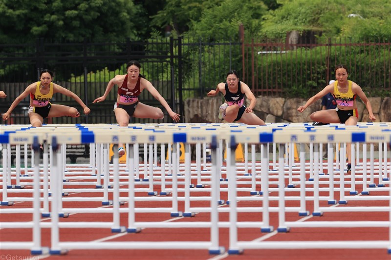ハイレベルの女子100mH！2年生・森脇叶美13秒34「400mHも頑張りたい」とハードル2冠視野 1年生・福井有香13秒40／関西IC