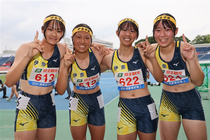 伊奈総合が4×100m、4×400mの両リレーでV2！ 女子100mH横山涼葉が13秒77 富田凉桜が投てき2冠／IH北関東