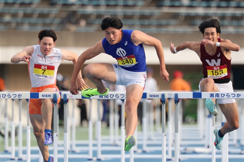 110mH阿部竜希が13秒30で優勝！ 「勝ち切れて良かった」 100m大石凌功、山形愛羽がV／日本学生個人