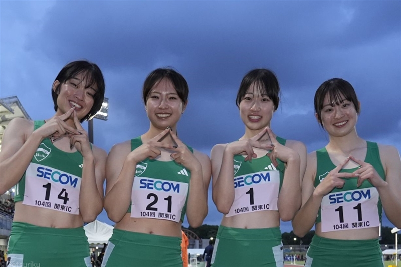 女子4×100mRは青学大が45秒22で2連覇！ 女子100mは杉本心結V 青学大が表彰台独占／関東IC
