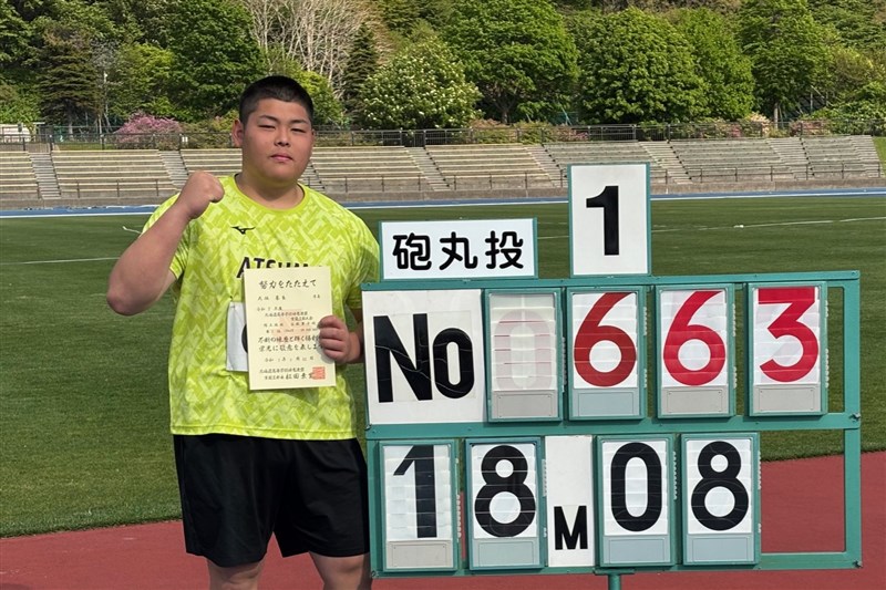 大垣尊良が砲丸投高校歴代5位の18m08 北海道栄4継40秒68 大森悠斗が走幅跳7m33／IH北海道各支部大会