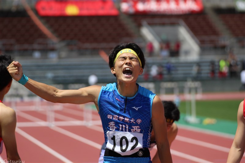 酒井大輔400mH50秒72！110mH&4継に続く3種目大会新 100mは萩原慧10秒49、河野由奈11秒77w／IH四国