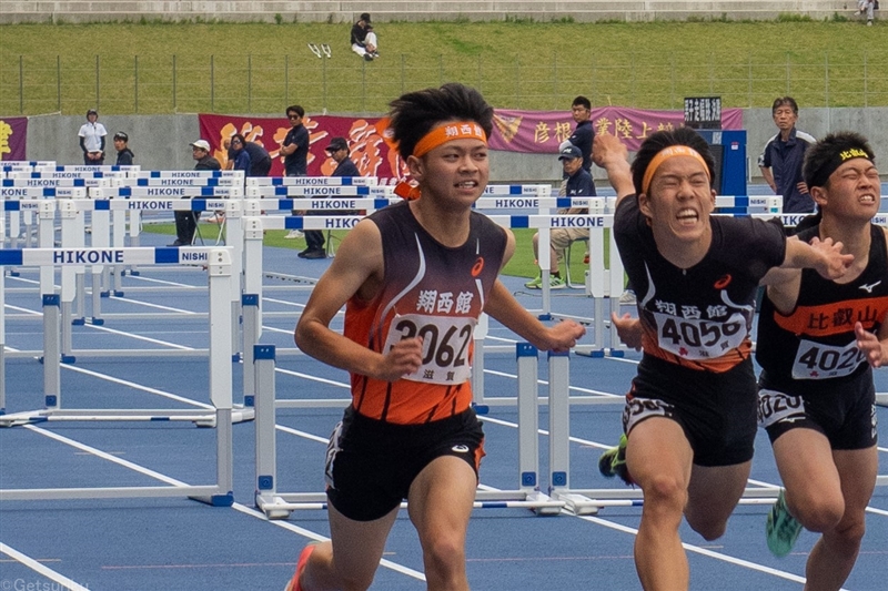 110mH目片亮が14秒53の大会新 比叡山が男子両リレー好記録V 津本瑛夏が女子短距離3冠／IH滋賀県大会
