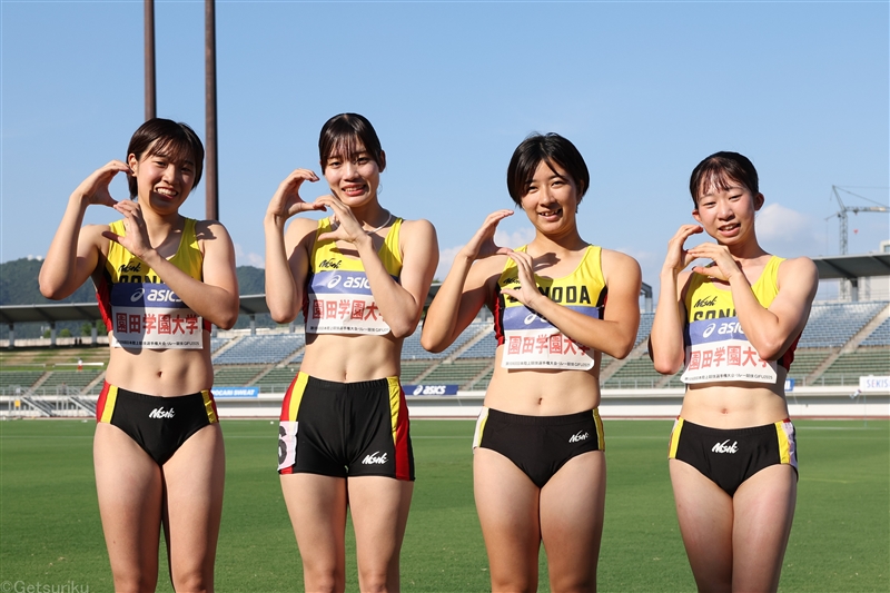 園田学園大 女子マイルリレー初日本一！立命大との同記録激戦制す「あきらめずに走った」／日本選手権リレー