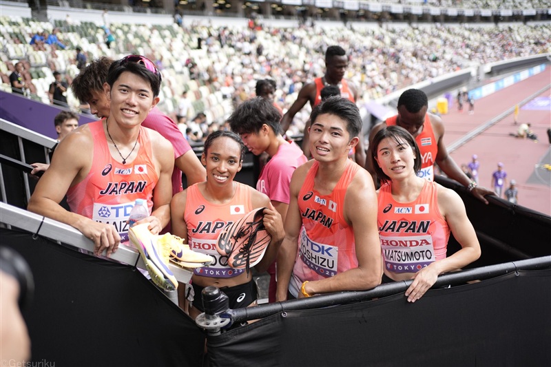 日本が男女混合4×400mRで“逆転”ファイナル進出!上位のケニア失格で繰り上がり、アンカー・松本奈菜子「本当にうれしい」/東京世界陸上