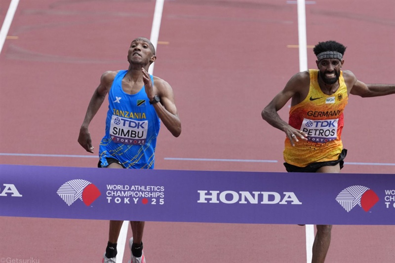 大会史上初の同タイム決着！33歳シンブがペトロスとの激闘制し、タンザニア初のマラソン金／東京世界陸上