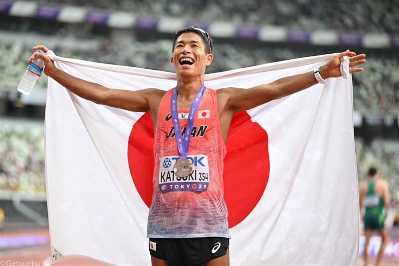 初日は勝木隼人35km競歩で銅メダル 廣中璃梨佳10000m6位 混合4×400mR初入賞 三浦龍司決勝進出／東京世界陸上