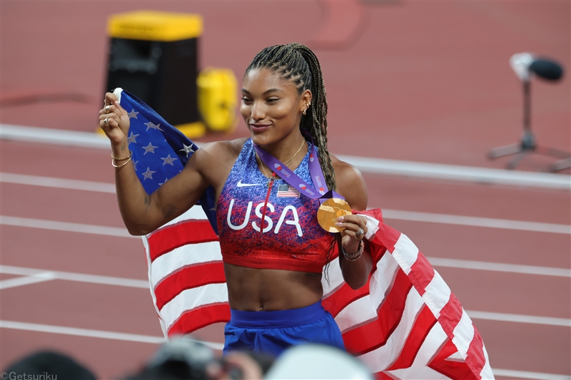 東京世界陸上覇者のデイヴィス・ウッドホールが走幅跳7m13でV 米国で女子だけの競技会「ATHLOS」