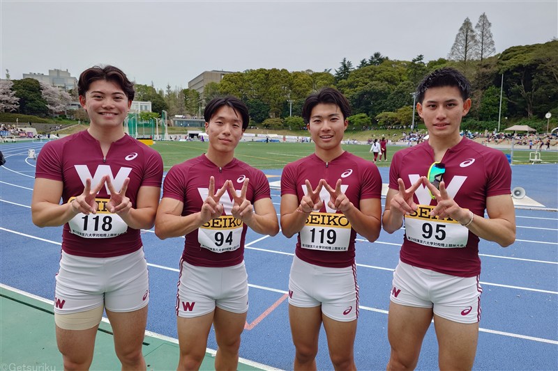 男子4継で早大が12年ぶり大会新！「4冠取りたい」100mは慶大の林が制す／東京六大学