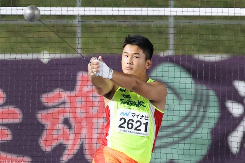【男子ハンマー投】野村航平（西京高）68m18＝高2最高記録、高校歴代8位