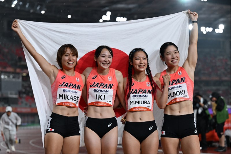 女子400ｍリレーで日本が3大会ぶり銅メダル！日本歴代4位の43秒552、アンカー・御家瀬が意地のフィニッシュ／名古屋アジア大会