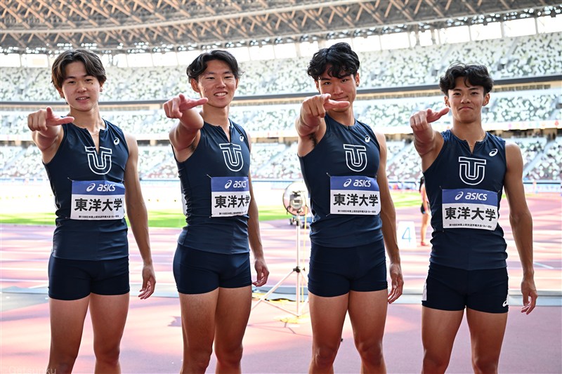 東洋大が男子4×100mリレーで初優勝!1年生3人のオーダーで学生タイ38秒45「初のライオンメダルはうれしい」/日本選手権リレー